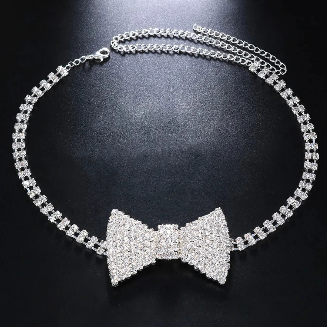 Carrie Crystal Bow Tie Choker Necklace