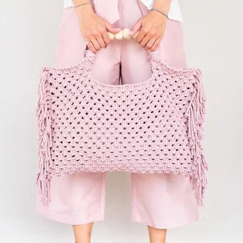 Caryn Square Crochet Bead Handle Bags - 9 Colors