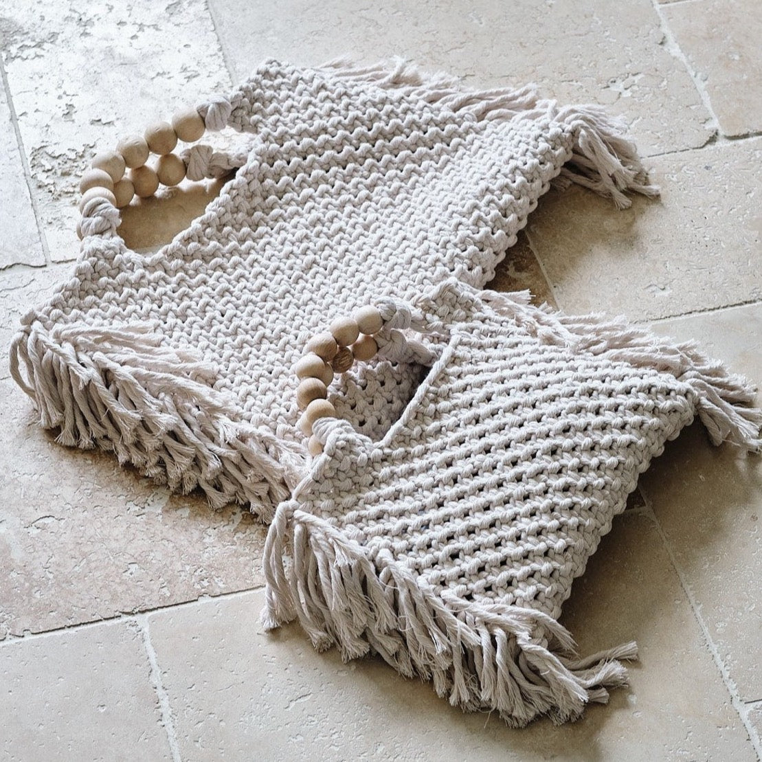 Caryn Square Crochet Bead Handle Bags - 9 Colors