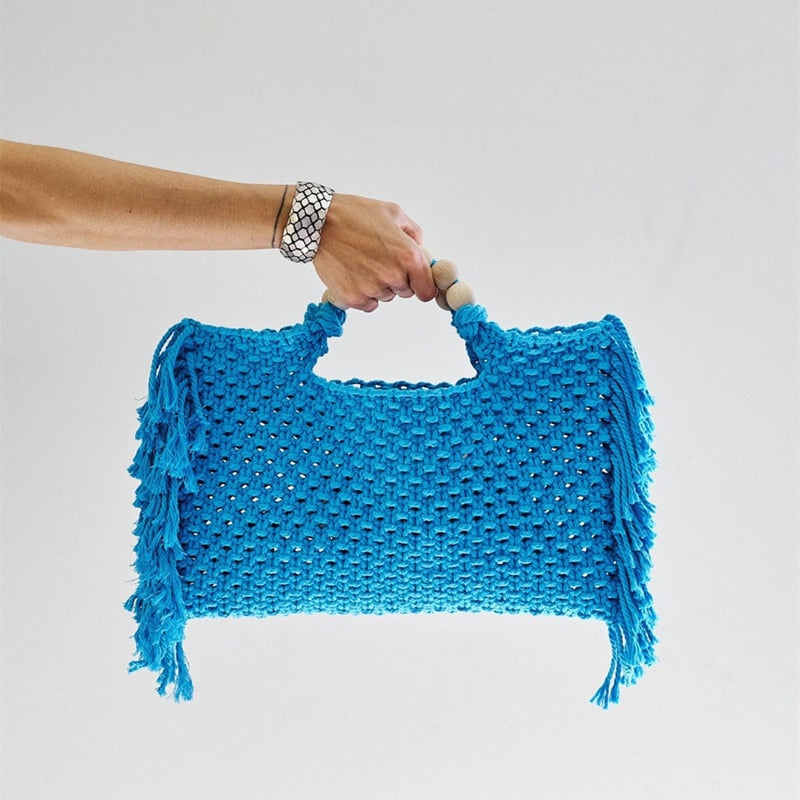 Caryn Square Crochet Bead Handle Bags - 9 Colors