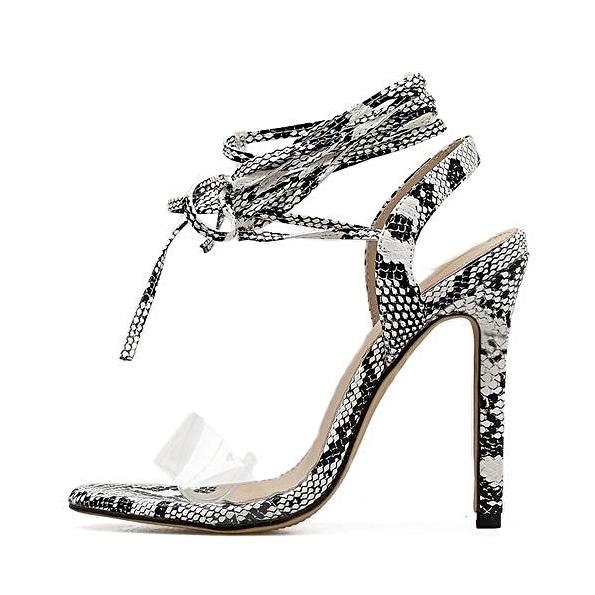 Cassandra Snake Pattern Lace-Up Sandals