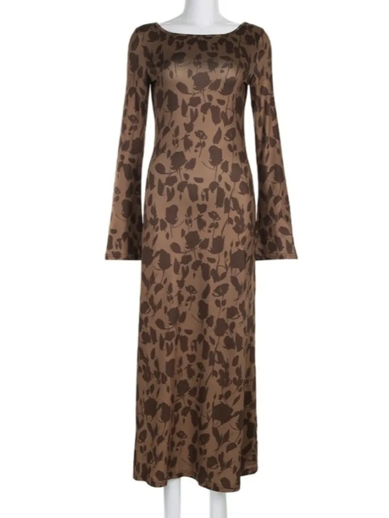 Elegant O-neck High Waist Evening Party Streetwear Maxi Dress