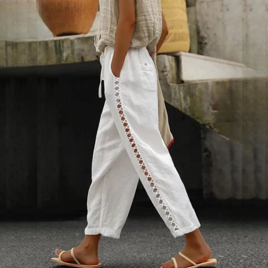 Casual Cotton Linen Cropped Pants