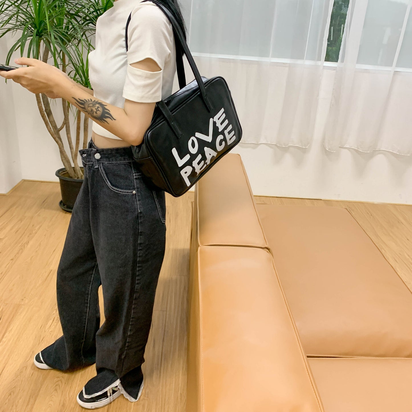 Casual LOVE PEACE Bowling Bag