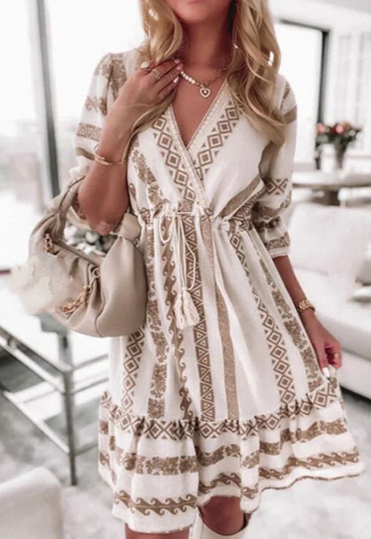 Casual Rhombus Print Mini Dress