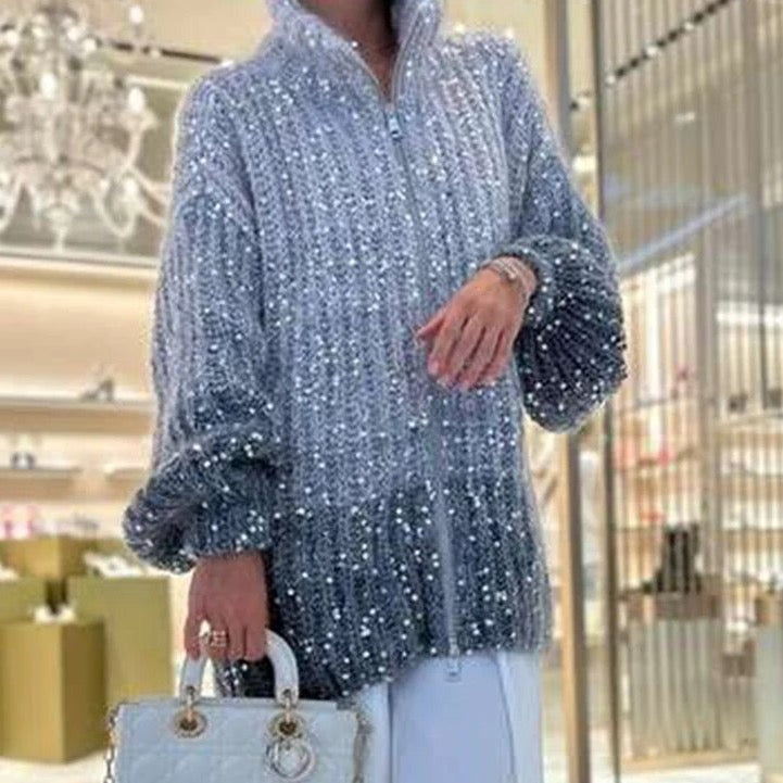 Catrine Ombre Sparkling Sequin Cardigan Jumper