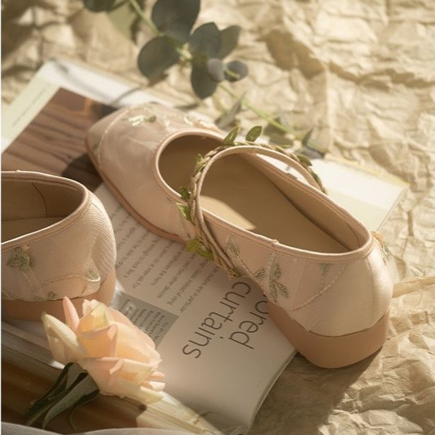 Cecilia Embroidery Tulle Ballet Flats