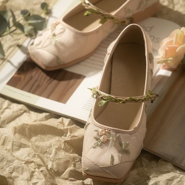 Cecilia Embroidery Tulle Ballet Flats
