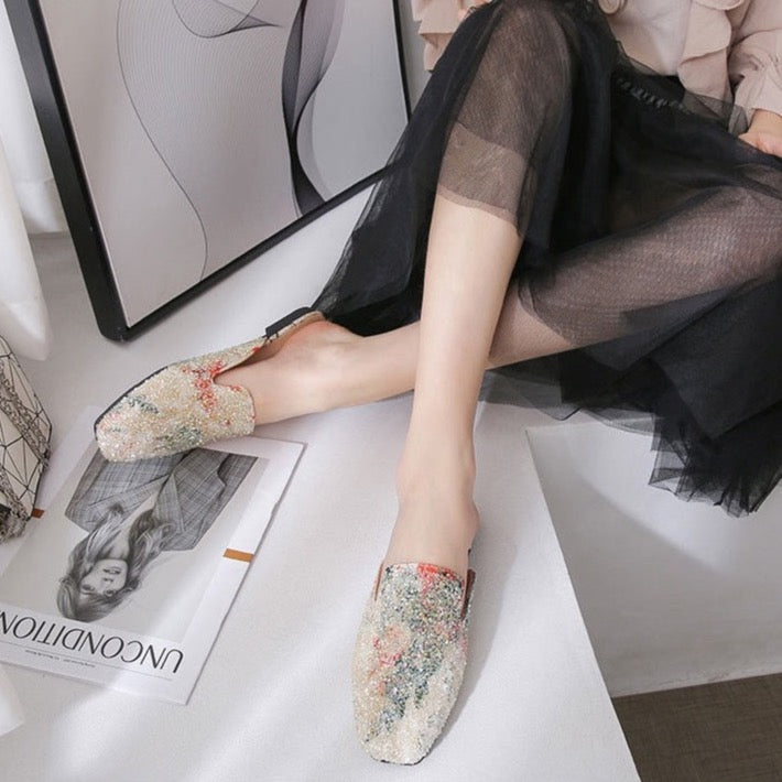 Celeste Coral Reef Sequin Mule Slippers - 2 Colors