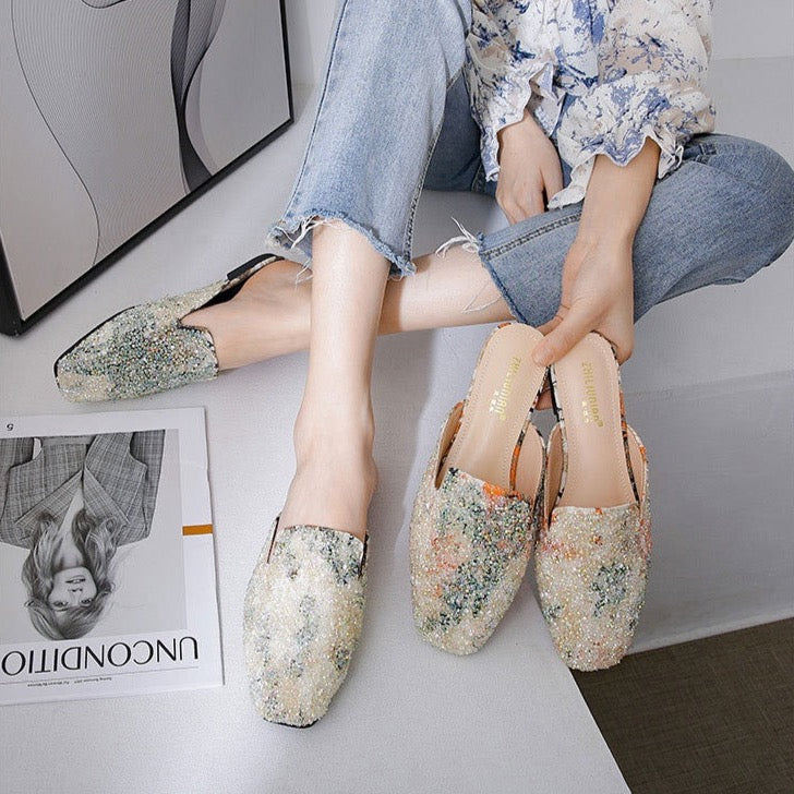 Celeste Coral Reef Sequin Mule Slippers - 2 Colors