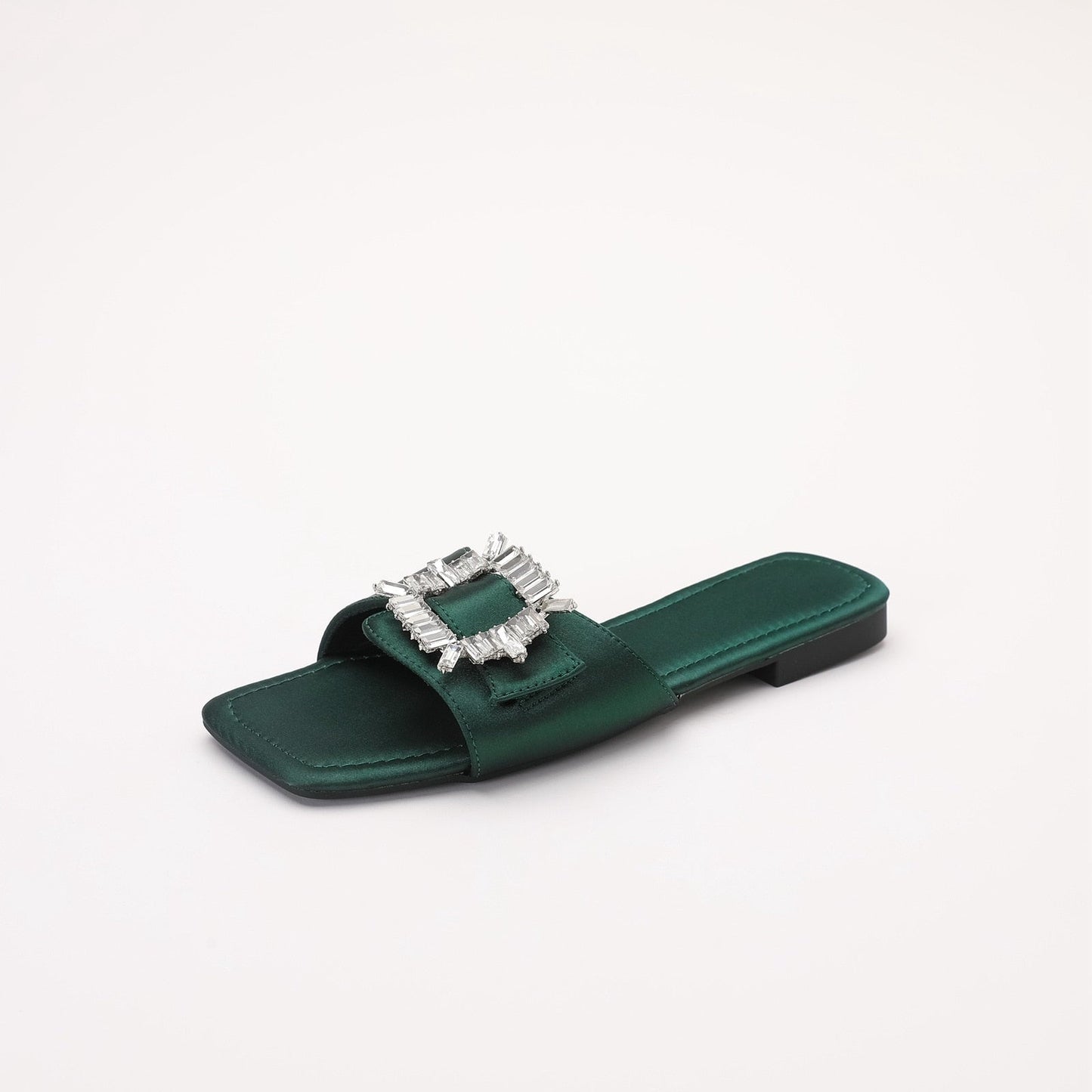 Chaitali Rhinestone Buckled Satin Slippers - 5 Colors