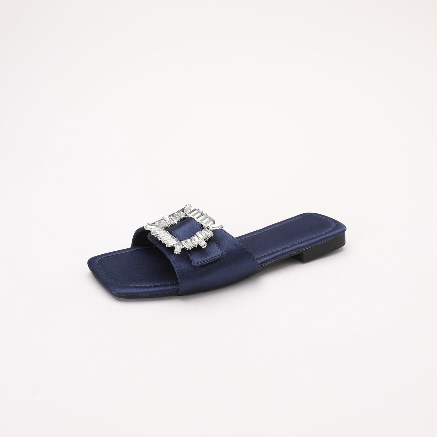 Chaitali Rhinestone Buckled Satin Slippers - 5 Colors
