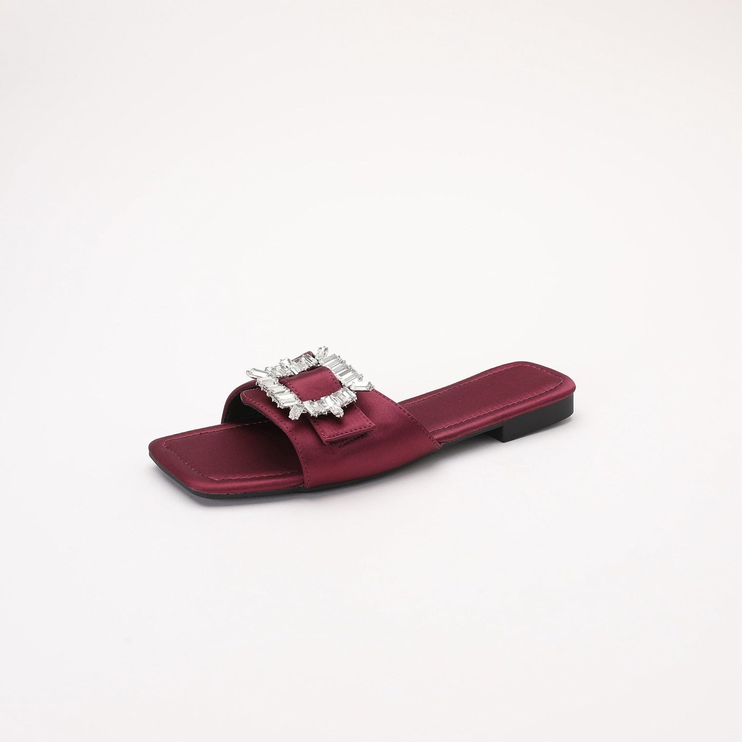 Chaitali Rhinestone Buckled Satin Slippers - 5 Colors