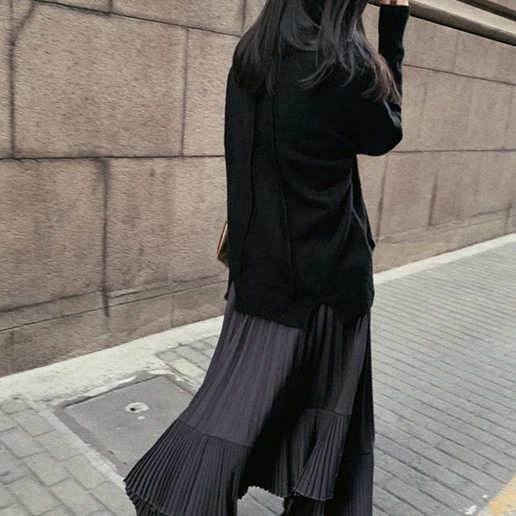 Chantal Asymmetric Hem Pleated Skirts - 2 Colors