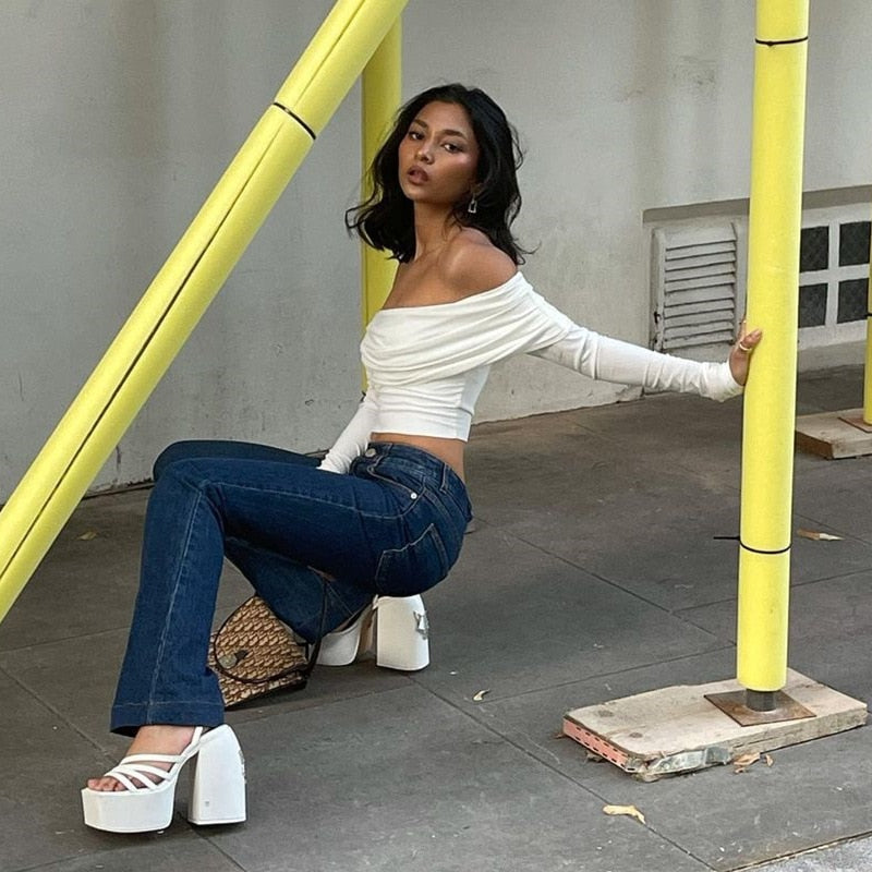 Off Shoulder Slim Fit Crop Top