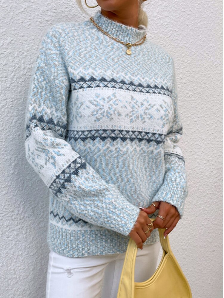 Snowflake Turtleneck Loose Sweater