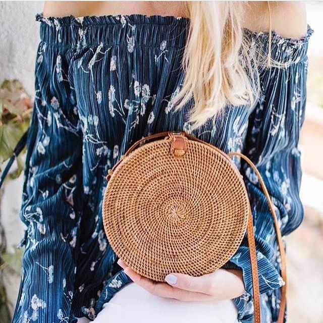 Circle Bohemian Rattan Shoulder Bag