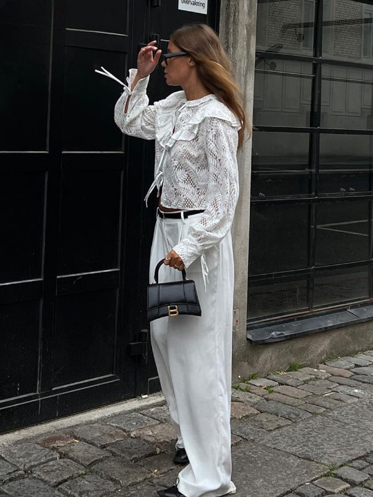 Claris White Lace Frill Blouse