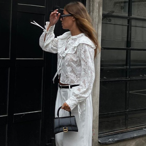 Claris White Lace Frill Blouse
