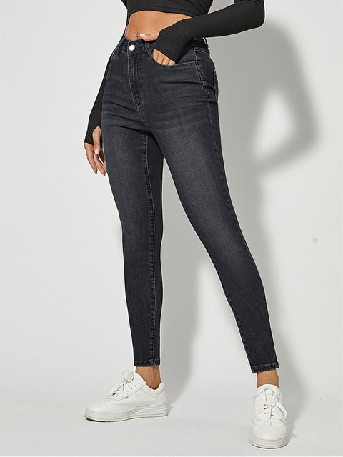 Classic Skinny Jeans High Waist Stretch Jean Fashion Wash Denim Leggings Slim Elastic Pencil Pant