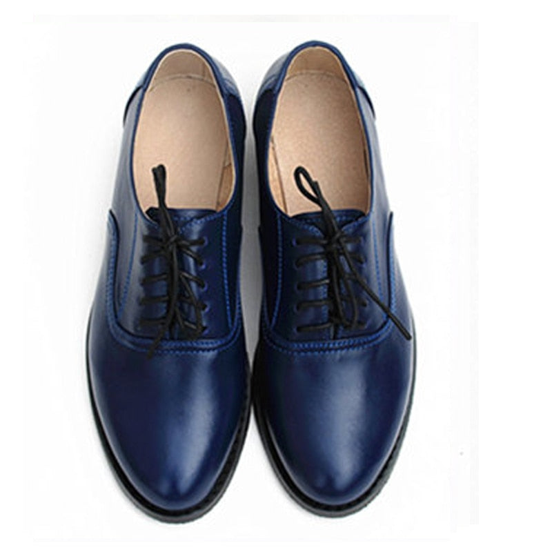 Classic Solid Color Genuine Leather Oxford Brogues - 5 Colors