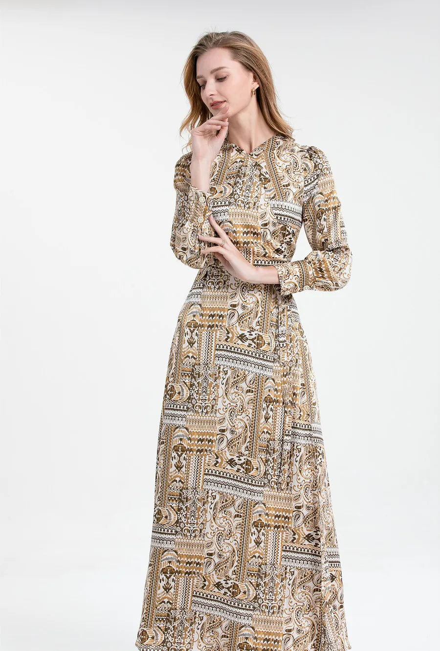 Summer Clearance Sale Printed Acetate Satin Fabric Long Dress Maxi Dress