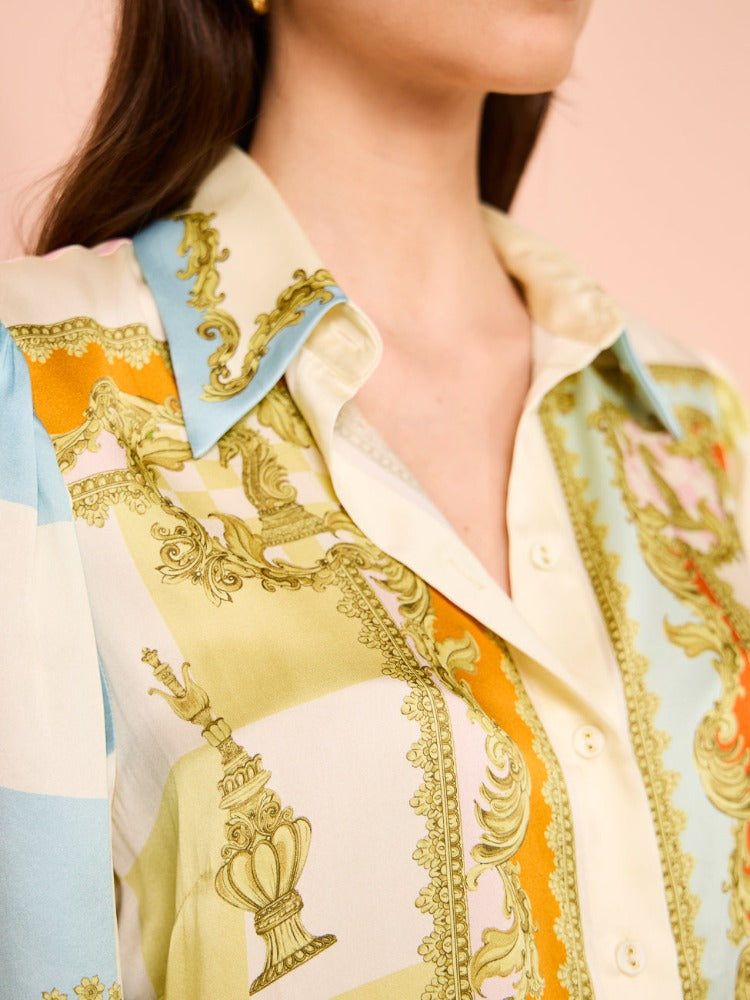 Lantern Sleeve Printed Casual Mini Dress