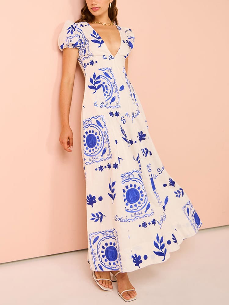 Wave V-neck Maxi Dress