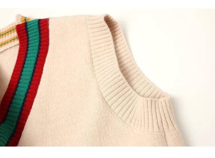 Color Contrast Stripe Trim Knit Vest