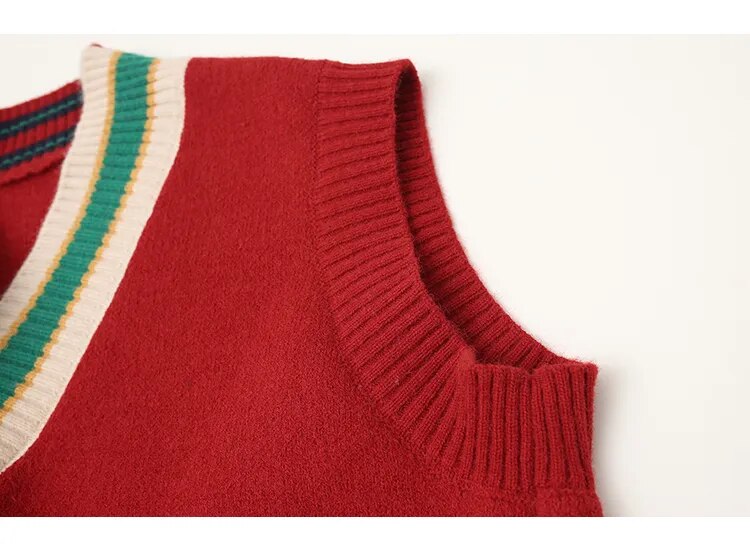 Color Contrast Stripe Trim Knit Vest