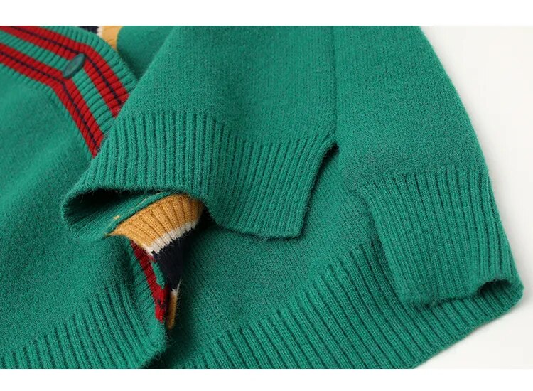 Color Contrast Stripe Trim Knit Vest