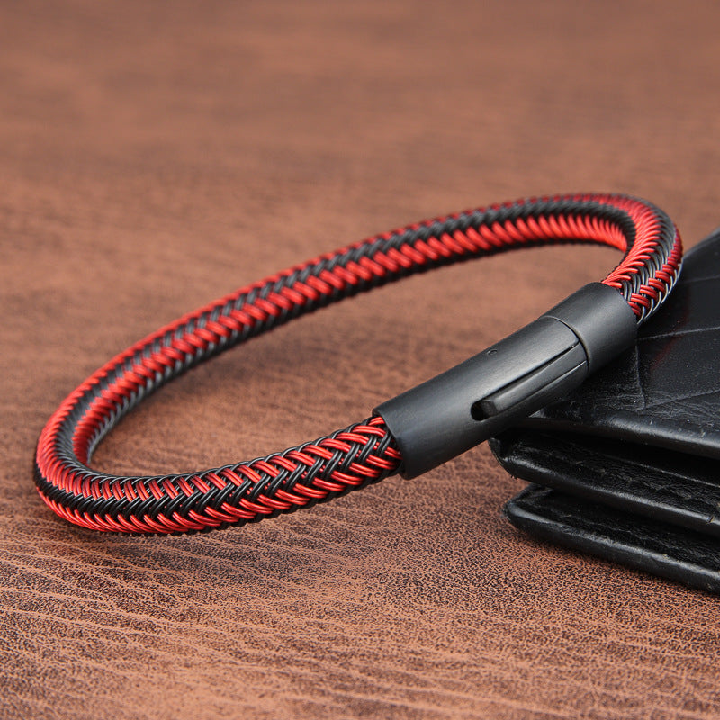 Color Rope Work Leather Bracelet