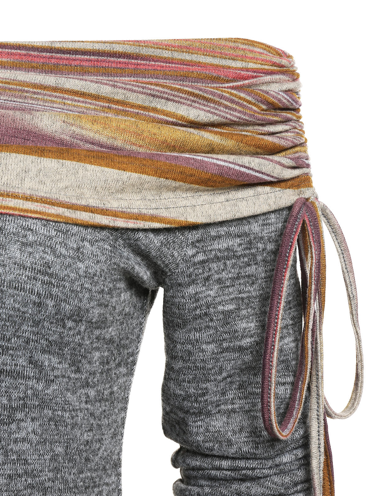 Convertible Striped Foldover Elegant Off-Shoulder Knitted Dresses