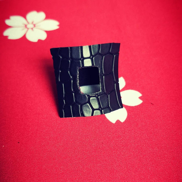 Croc Effect Leather Wrap Bracelet & Ring