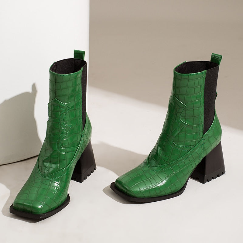 Croco Chelsea Western Ankle Boots - 3 Colors