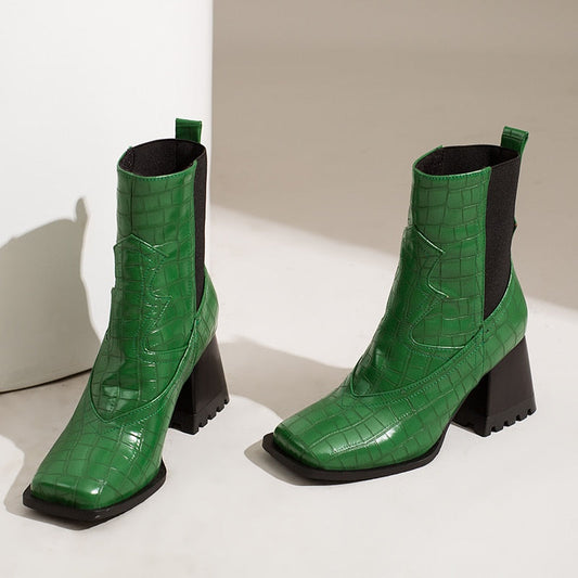 Croco Chelsea Western Ankle Boots - 3 Colors