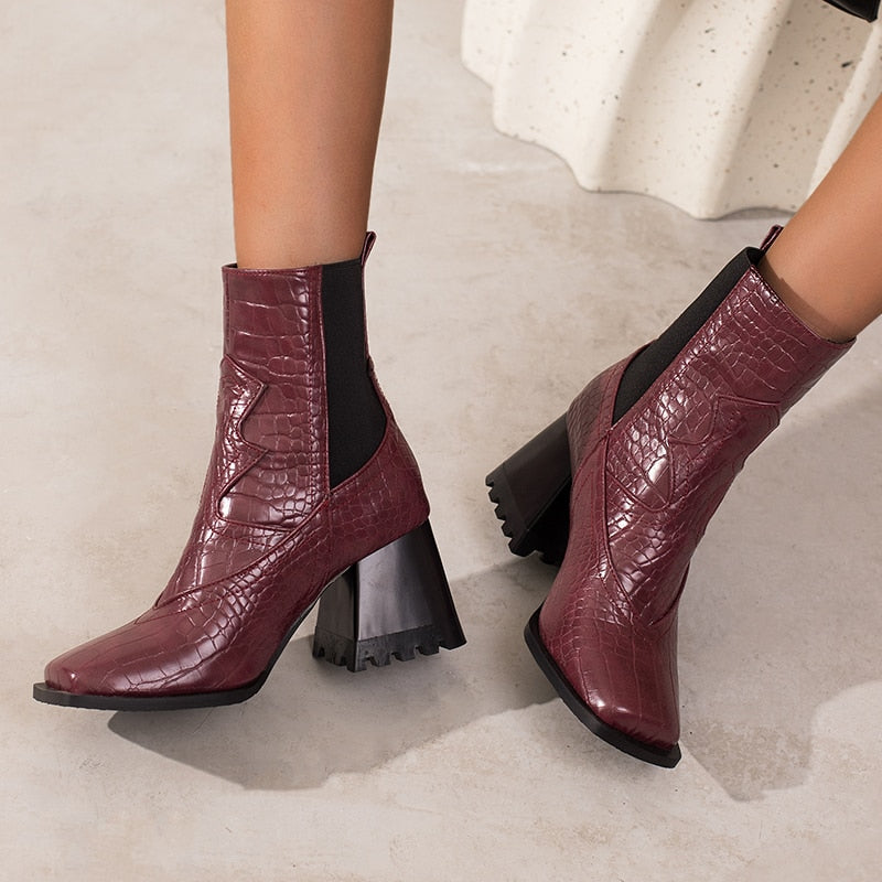 Croco Chelsea Western Ankle Boots - 3 Colors