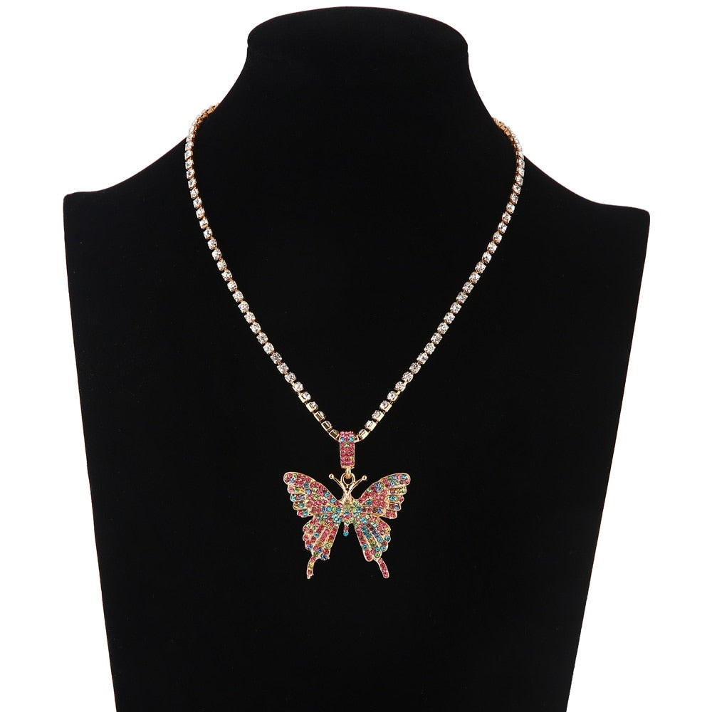 Crystal Butterfly Patent Necklaces - 6 Colors
