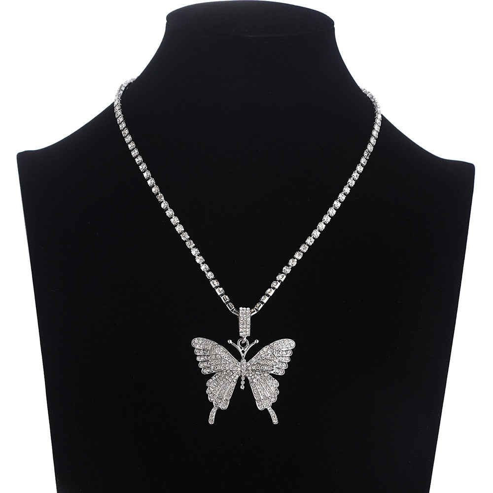 Crystal Butterfly Patent Necklaces - 6 Colors