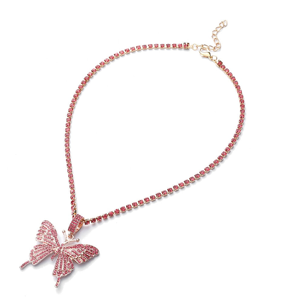 Crystal Butterfly Patent Necklaces - 6 Colors