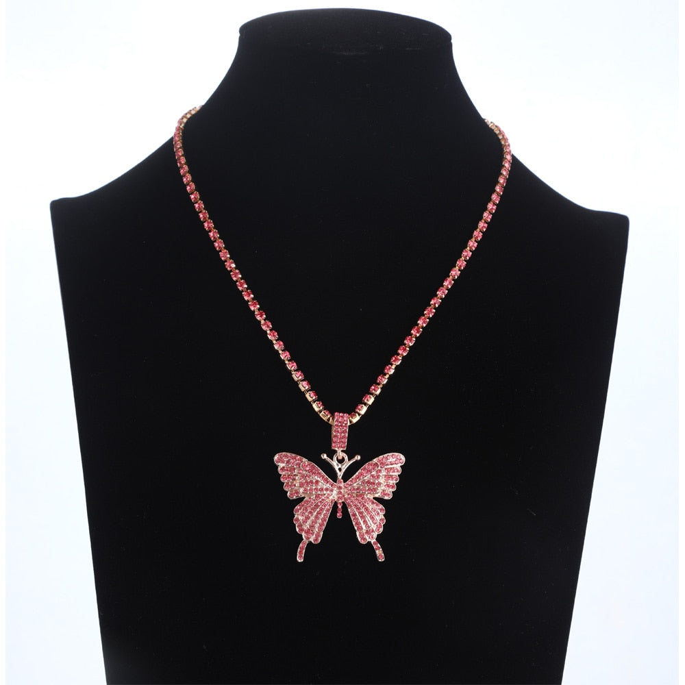 Crystal Butterfly Patent Necklaces - 6 Colors