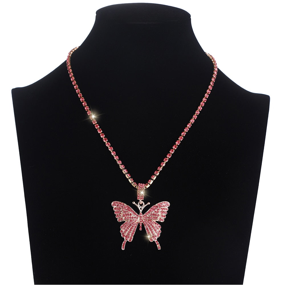 Crystal Butterfly Patent Necklaces - 6 Colors
