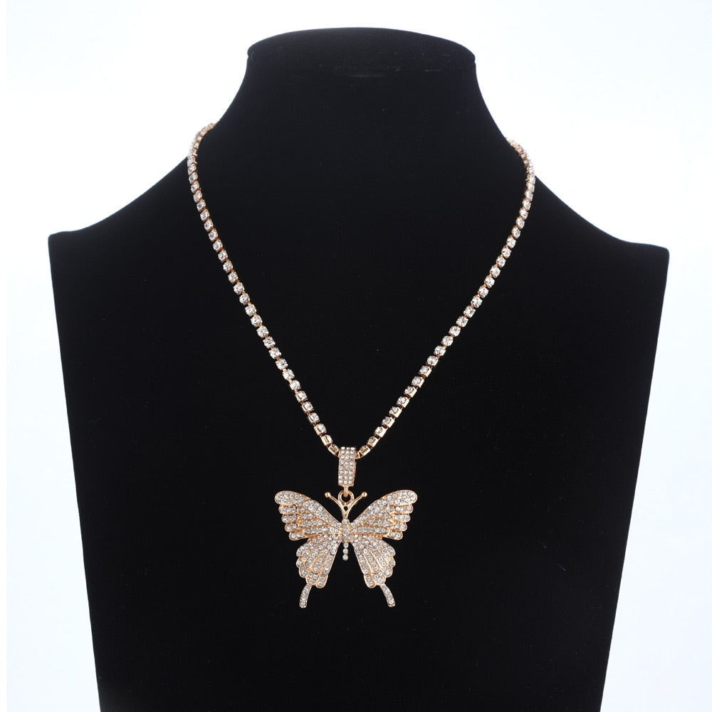 Crystal Butterfly Patent Necklaces - 6 Colors