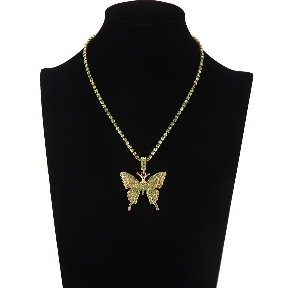 Crystal Butterfly Patent Necklaces - 6 Colors