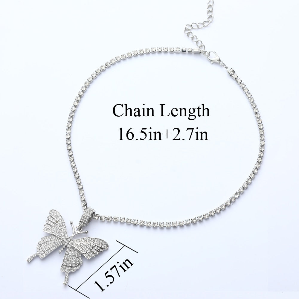 Crystal Butterfly Patent Necklaces - 6 Colors