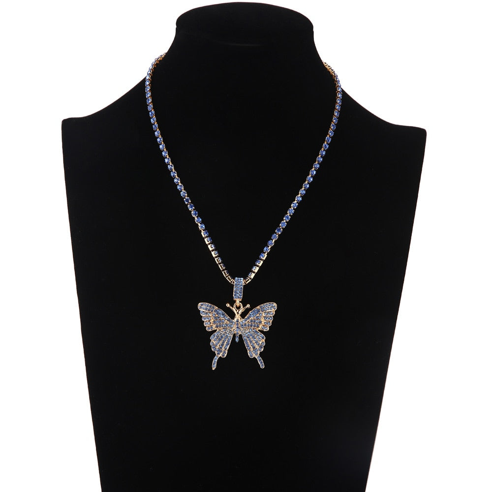 Crystal Butterfly Patent Necklaces - 6 Colors
