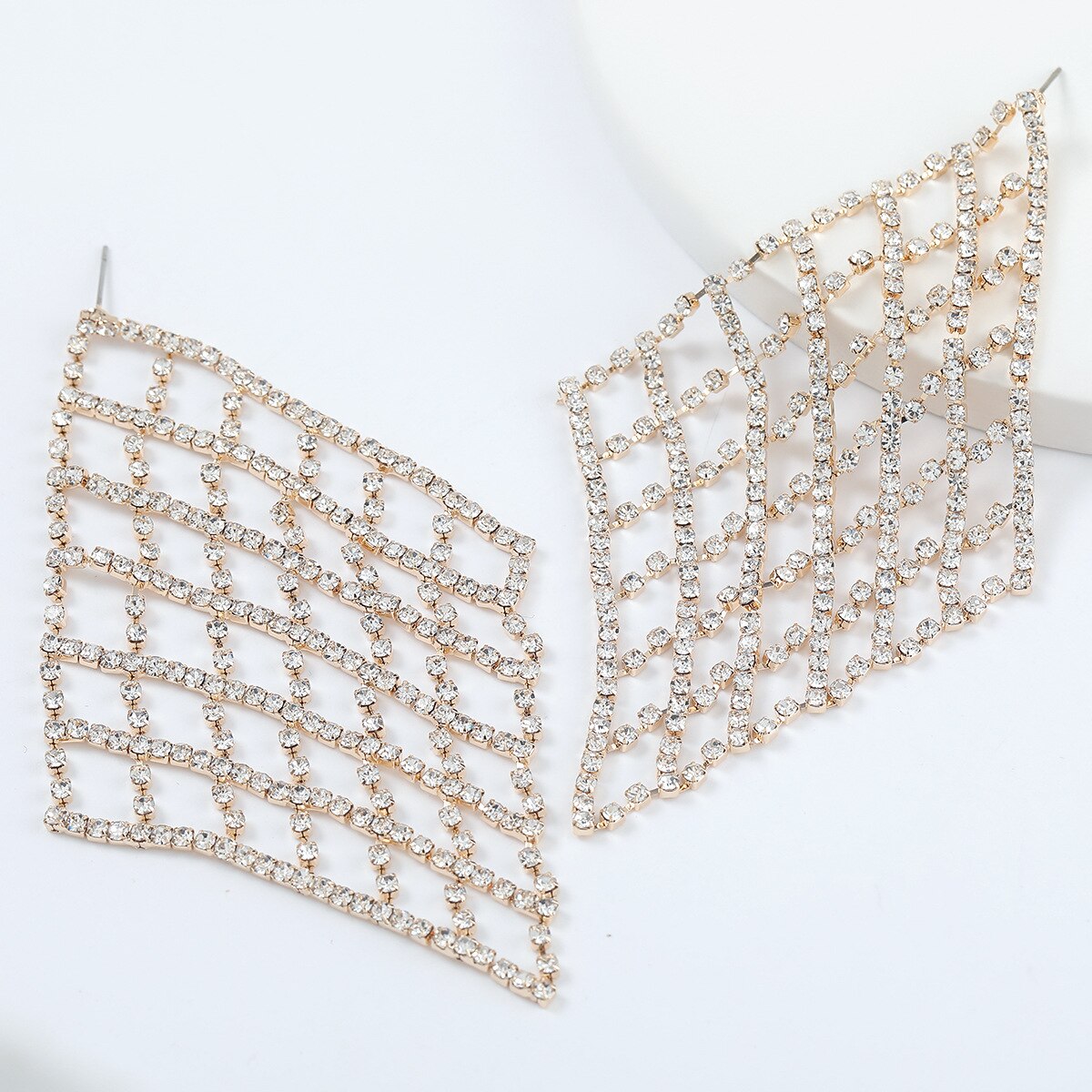 Crystal Chainmail Earrings - Gold or Silver
