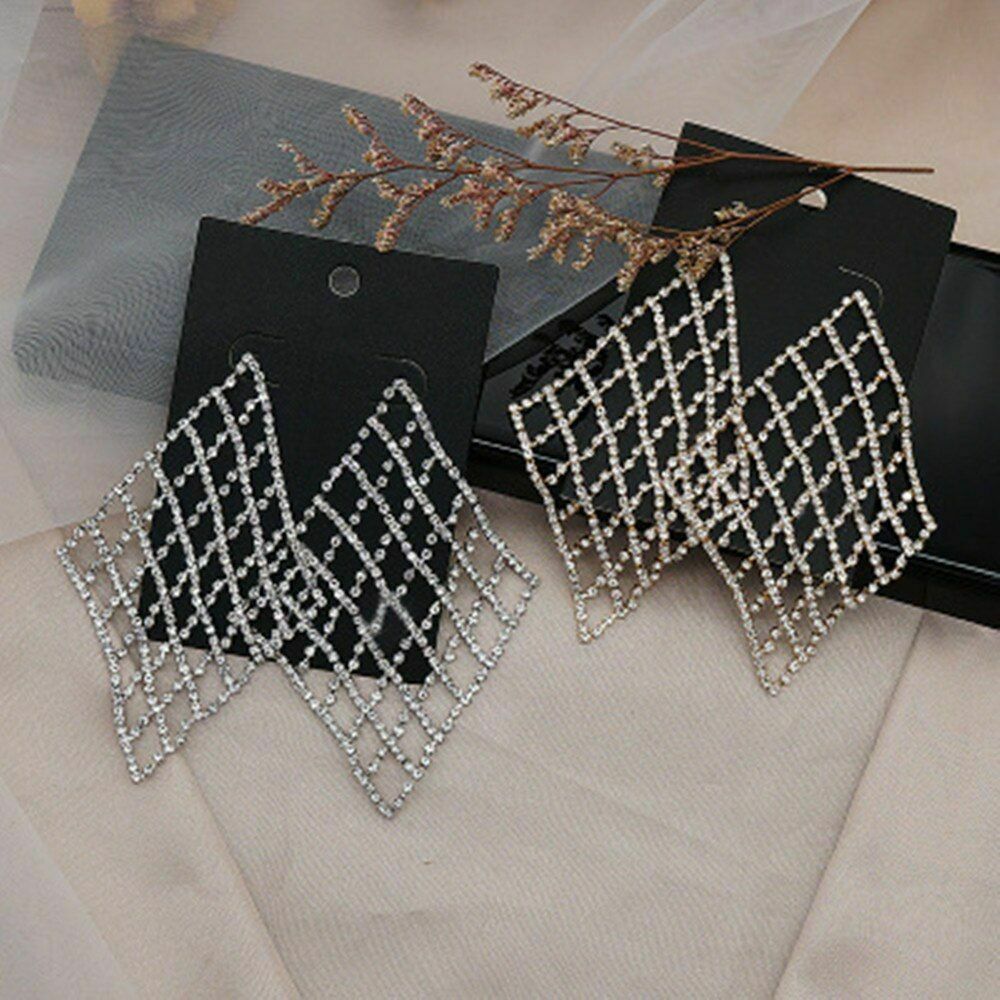 Crystal Chainmail Earrings - Gold or Silver