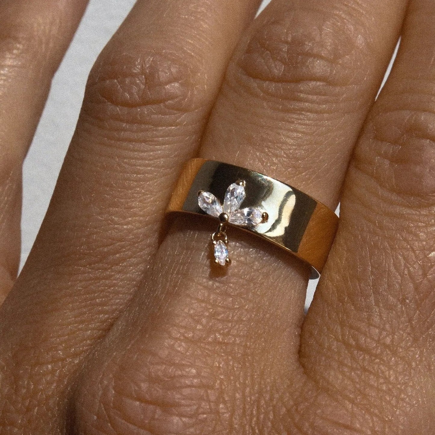 Crystal Leave Zirconia Sterling Silver Band Rings