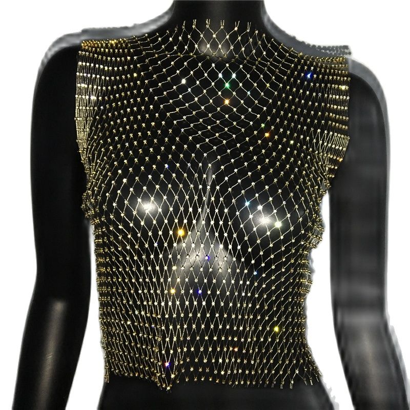 Crystal Rhinestone Embellished Mesh Tank Top - 8 Colors